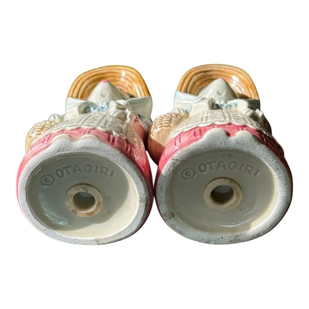 Salt & Pepper Otagiri Country Girl Mice Shakers Mid Century Stoppers